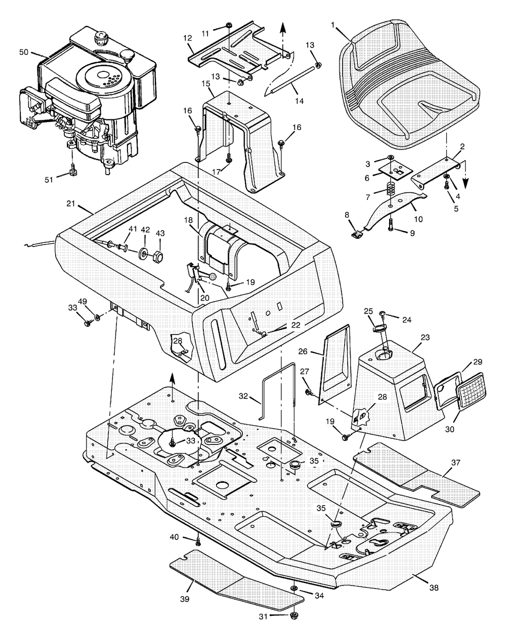 Body Chassis Diagram and Parts List for 30545X192A  Briggs and Stratton Lawn Tractor